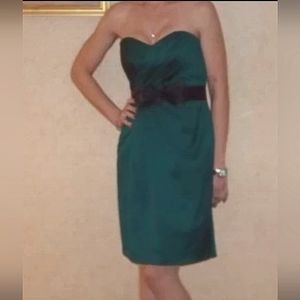 David's Bridal Green Strapless Cocktail Dress
